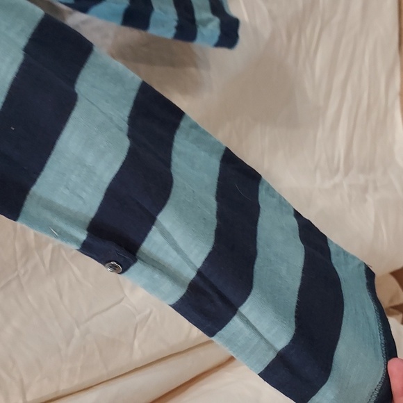 Calvin Klein Jeans Light/ Dark Blue Striped Shirt w/ Rivet and Bead Accents XL - Picture 4 of 13